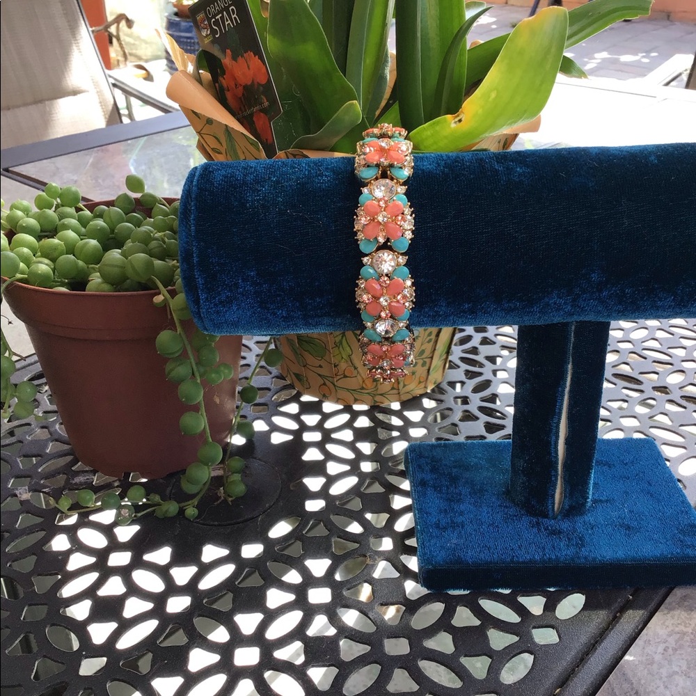 Beaded bracelet orange blue gold regular size